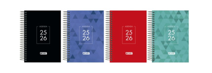 Enri Dentity Agenda Escolar 25/26 Espiral Dia Pagina - Tamaño 8º - Tapa Extradura - Esquinas Microperforadas - Espacio para Notas - Colores Surtidos