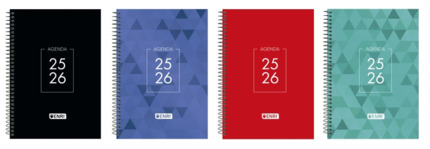 Enri Dentity Agenda Escolar 25/26 Espiral Semana Vista - Tamaño 4º - Tapa Extradura - Esquinas Microperforadas - Espacio para Notas - Colores Surtidos