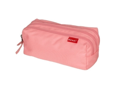 Enri Estuche Portatodo con 3 Compartimentos - Cierres de Cremallera - Fabricado en Poliester - Color Rosa