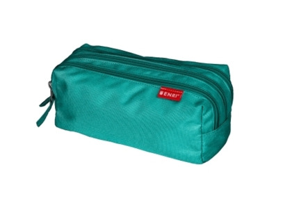 Enri Estuche Portatodo con 3 Compartimentos - Cierres de Cremallera - Fabricado en Poliester - Color Verde Azulado