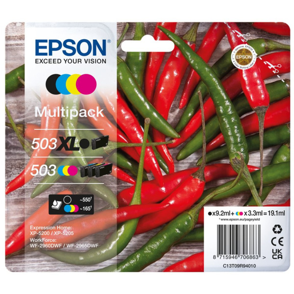 Epson 503XL/503 Pack de 4 Cartuchos de Tinta Originales - C13T09R94010
