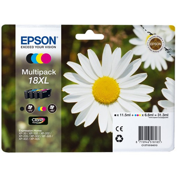 Epson T1816 (18XL) Pack de 4 Cartuchos de Tinta Originales - C13T18164012