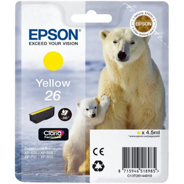 Epson T2614 (26) Amarillo Cartucho de Tinta Original - C13T26144012