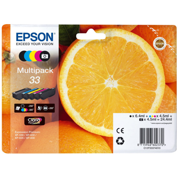 Epson T3337 (33) Pack de 5 Cartuchos de Tinta Originales - C13T33374011