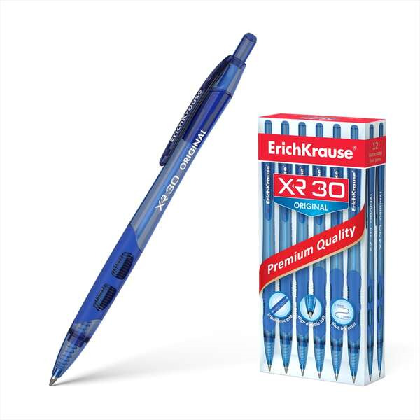 Erichkrause Boligrafo Automatico Xr-30 - Cuerpo Translucido Redondo - Zona de Agarre Ergonomica - Punta de 5 Canales - Tinta de