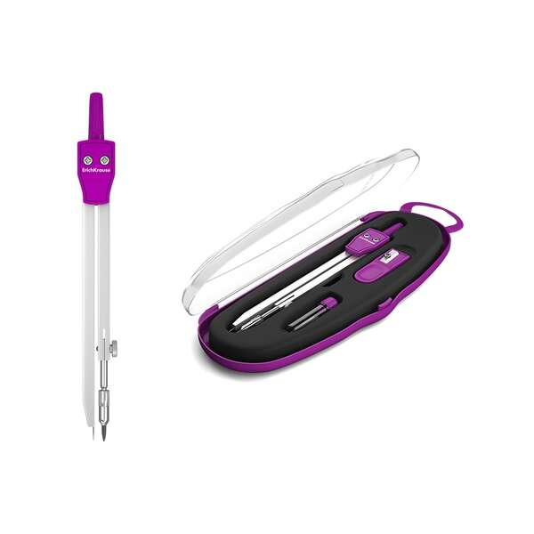 Erichkrause Compases Metalicos Conjunto de Instrumentos School 135mm - Radio Maximo 21 cm - Incluye Afilador y Mina de Recambio