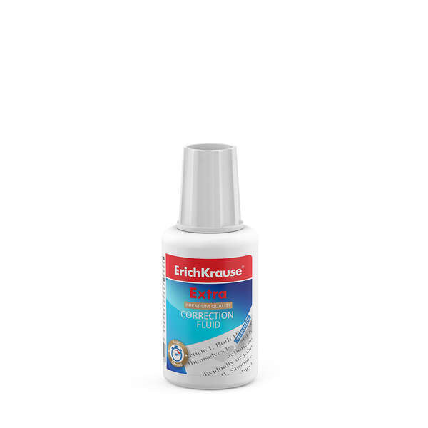 Erichkrause Corrector Liquido Extra con Pincel Aplicador 20gr - Secado Rapido - Resultado Excelente con Todo Tipo de Tinta - Col