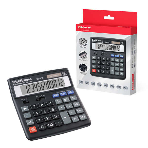 Erichkrause DC-412 Calculadora de Sobremesa - Pantalla LCD de 12 Digitos - Memoria Doble - Funciones de Calculo Avanzadas - Colo