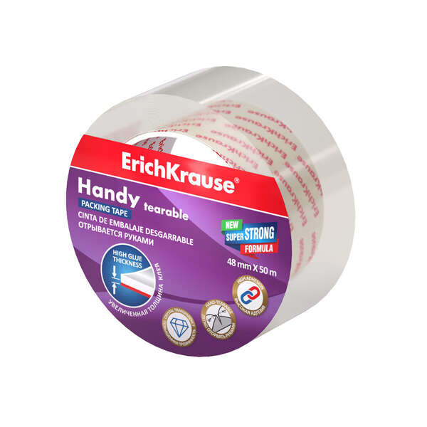 Erichkrause Handy Cinta Precinto 48mmx50m - Resistente y Duradera - Transparente