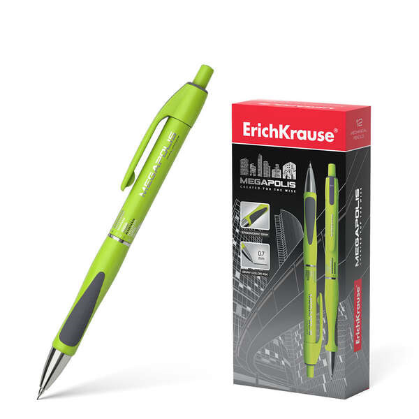 Erichkrause Megapolis Concept Portaminas 0.7mm HB - Cuerpo Redondo con Clip - Zona de Agarre Ergonomica - Para Minas de 0.7mm -
