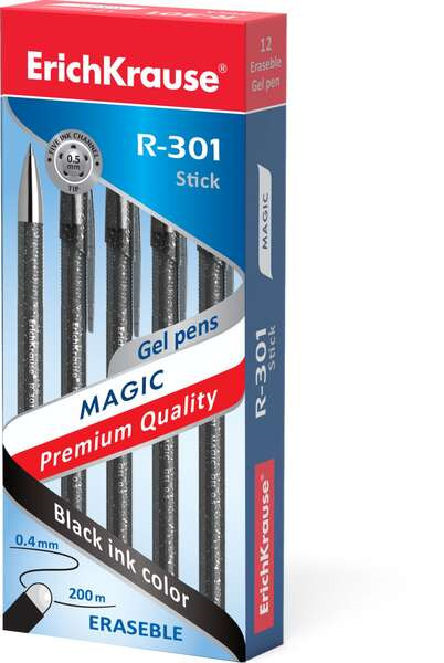 Erichkrause R-301 Magic Gel Boligrafo Borrable - Tinta Gel - Punta de 0.5mm - Trazo de 0.4mm - Cuerpo Semitransparente con Efect
