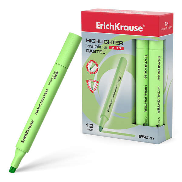 Erichkrause Visioline V-17 Pastel Marcador Fluorescente - Punta Biselada - Trazo de 0.6 a 4.5mm - Tinta a Base de Agua - Color V