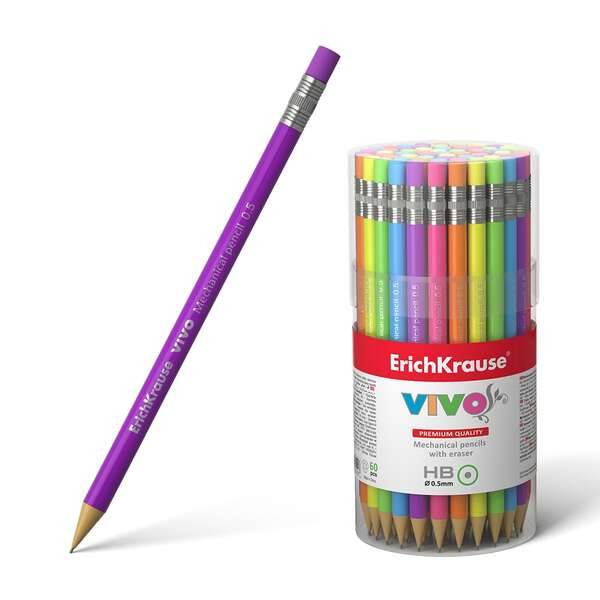 Erichkrause Vivo Portaminas 05mm HB - Carcasa y Borrador en Colores Neon