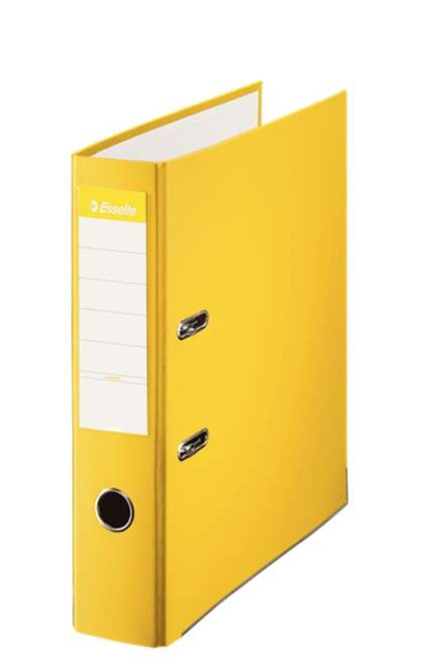 Esselte Archivador de Palanca Formato Folio - Lomo 75mm - Tarjetero en Lomo - Capacidad para 500 Hojas - Color Amarillo