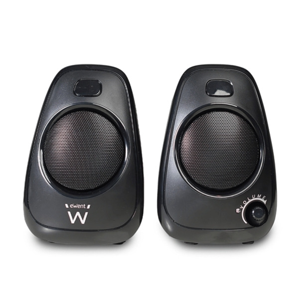 Ewent Altavoces Estereos de Sobremesa de 10W - Alimentacion USB - Jack de 3.5mm - Control de Volumen - Color Negro