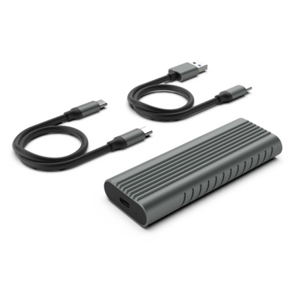 Ewent Caja Externa USB 3.2 - USB-C SSD sin Tornillos - Cable USB C-C y USB C-A - Color Gris