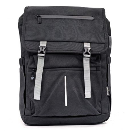 Ewent EW2537 Vintage Mochila para Portatil hasta 16,1" - Imprermeable - Correa para Trolley - Espalda y Hombros Transpirables - Color Negro
