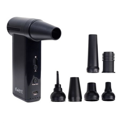 Ewent Pistola de Aire Comprimido - Aspirador, Bomba de Vacio e Inflador - 8 Velocidades -130000 RPM  - Bateria de 5000mah - Color Negro