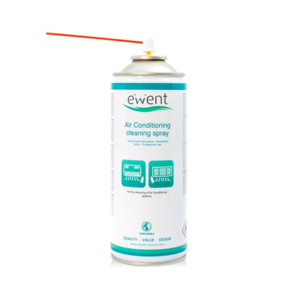 Ewent Spray de Limpieza para Aire Acondicionado - Aerosol de Espuma Activa - Neutraliza Olores - Color Transparente