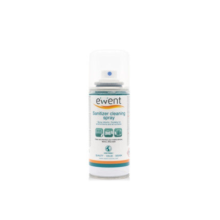 Ewent Spray Desinfectante para Superficies - 100ml - Formula con Detergente - Antiolores - Color Transparente