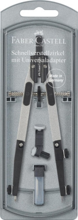 Faber-Castell Compas de Ajuste Rapido 3.5mm - Articulaciones en ambos Brazos - Para Circunferencias de hasta Ã 390mm - Accesorios de Recambio - Adaptador Universal