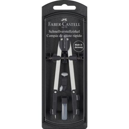 Faber-Castell Compas de Ajuste Rapido - Articulaciones en ambos Brazos - Accesorios de Recambio - Adaptador Universal