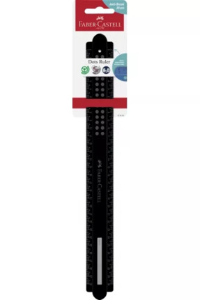 Faber-Castell Dots Regla Recta 30cm - Panel para Nombre - Escalas para Zurdos y Diestros - Color Negro