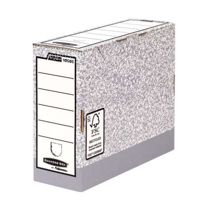 Fellowes Bankers Box Caja de Archivo Definitivo 100mm A4 - Montaje Automatico Fastfold - Carton Reciclado Certificacion FSC - Color Gris