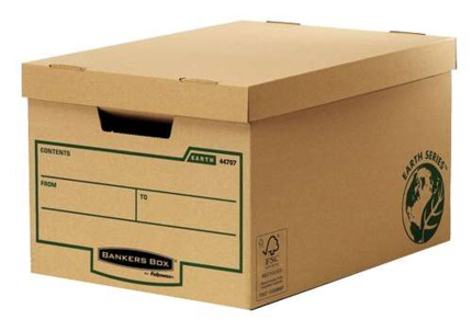 Fellowes Bankers Box Earth Maxi Contenedor de Archivos - Montaje Manual - Carton Reciclado Certificacion FSC - Color Marron