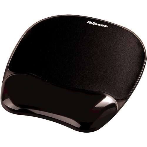Fellowes Crystal Alfombrilla con ReposamuÃ±ecas de Gel - Resistente a las Manchas - 20x23cm - Color Negro