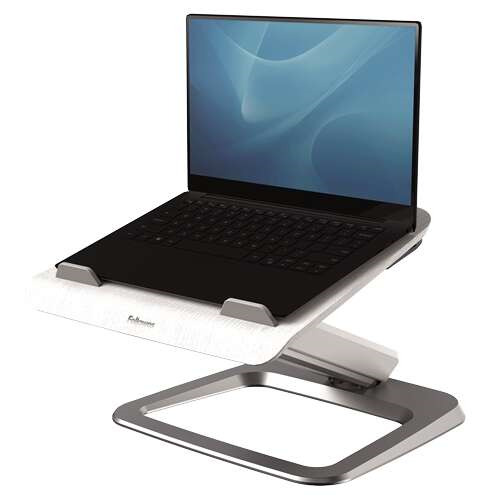 Fellowes Hana Soporte para Portatil - Sistema de Muelle a Gas - Inclinacion Maxima 95º - 4 Puertos USB - Base de Aluminio y Pla