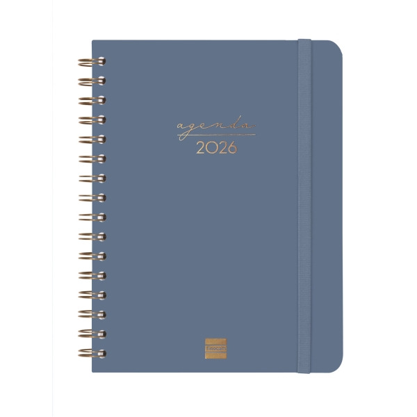 Finocam Alma Agenda - Anual 2026 - con Espiral - Formato E10 - 172x19x220mm - Semana Vista Horizontal - Color Azul