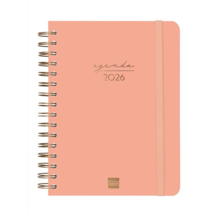 Finocam Alma Agenda - Anual 2026 - con Espiral - Formato E10 - 180x30x220mm - 1 Dia por Pagina - Color Coral