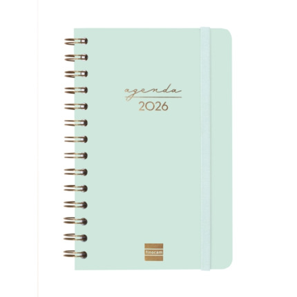 Finocam Alma Agenda - Anual 2026 - con Espiral - Formato E5 - 131x19x190mm - Semana Vista Horizontal - Color Menta