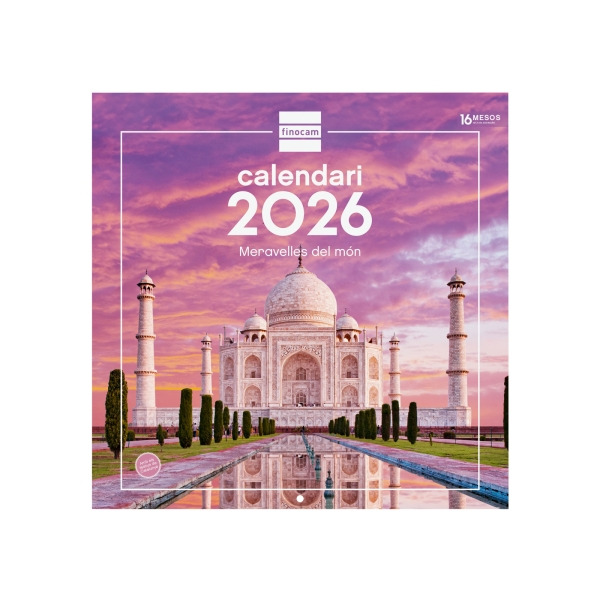 Finocam Calendario de Pared en Catalan - Anual 2026 - Imagenes Variadas - 300x300mm - Espacio para Escribir - Tematica de Maravi
