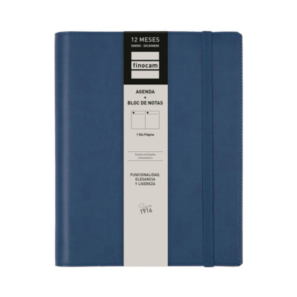 Finocam Duoband Agenda - Anual 2026 - Bloc de Notas - Formato E10 - 176x28x226mm - 1 Dia por Pagina - Color Azul