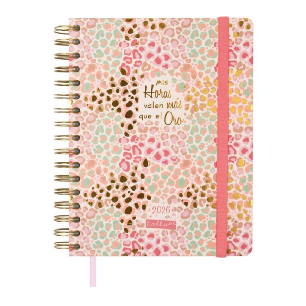 Finocam Talkual Agenda de Espiral - Anual 2026 - Tapa Dura - Cierre de Goma - Formato 1/4 - 155x217mm - 1 Dia por Pagina - Temat