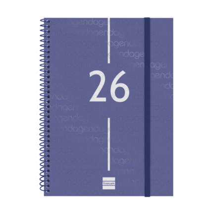 Finocam Year Agenda de Espiral - Anual 2026 - Tapa Ligera - Formato E10 - 162x14x212mm - Semana Vista Horizontal - Color Azul
