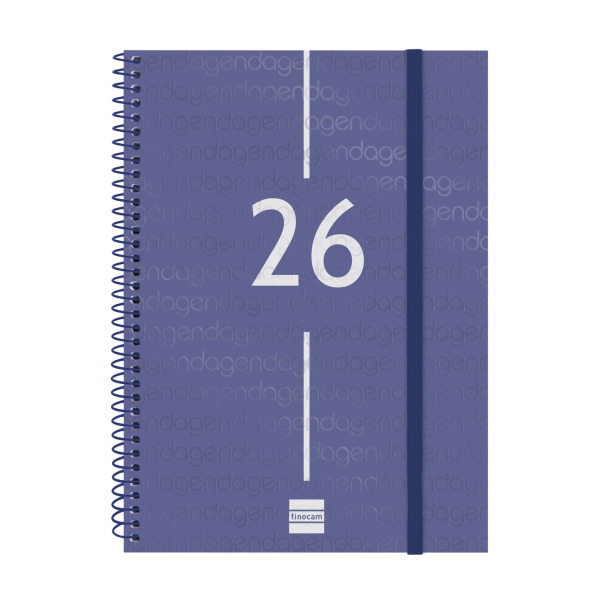 Finocam Year Agenda de Espiral - Anual 2026 - Tapa Ligera - Formato E10 - 162x14x212mm - Semana Vista Horizontal - Color Azul
