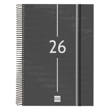 Finocam Year Agenda de Espiral - Tapa Ligera - Formato E40 - 230x29x297mm - 1 Dia por Pagina - Color Negro