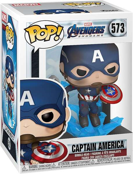 Funko Pop Marvel Avengers Endgame Capitan America con Escudo Roto y Mjolnir - Figura de Vinilo - Altura 9cm aprox.