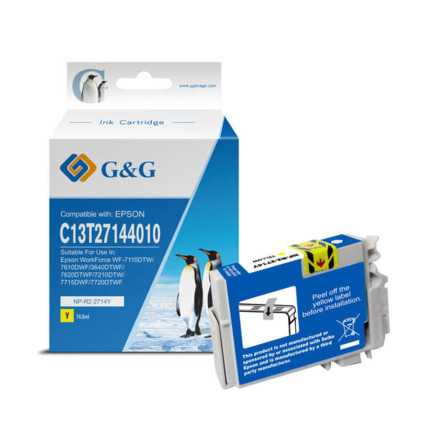 Compatible G&G Epson T2714/T2704 (27XL) Amarillo Cartucho de Tinta Generico - Reemplaza C13T27144012/C13T27044012