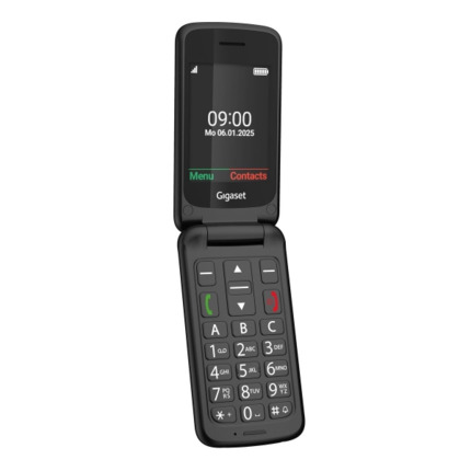 Gigaset GL595 Telefono Movil para Mayores Pantalla 2.8" -Tipo Concha - IP44 - Base de Carga - Color Negro