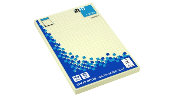 Global Notes inFO Bloc de 100 Notas Adhesivas con Cuadricula 150 x 100mm - Certificacion FSCâ⢠- Color Amarillo