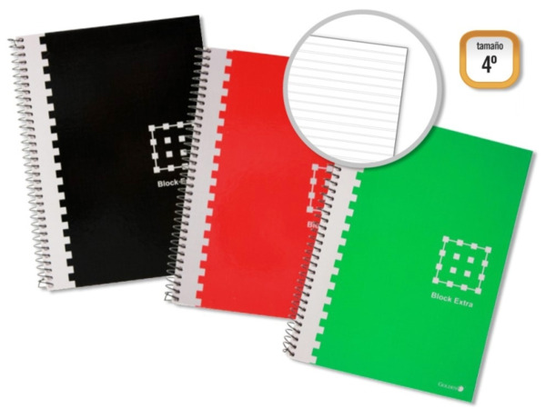 Golden Cuaderno Espiral 4Âº 80 Hojas 60grs Pautado 3.5mm - Margen Remarcado - Tapa Extradura - Colores Surtidos