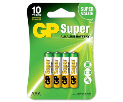 GP Pack de 4 Pilas Super Alcalinas LR03 AAA 1.5V