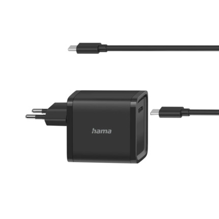 Hama Essential Fuente de Alimentacion Universal para Portatil - Potencia 45W - Voltaje 5-20V - Cable 2m - Power Delivery - Color Negro