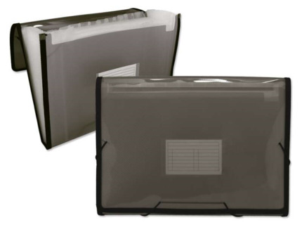 Ingraf Carpeta Frame Fuelle 13 Departamentos TamaÃ±o A4 - Polipropileno Translucido - Gomas y Solapas - Color Gris