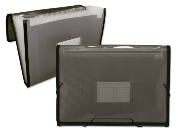 Ingraf Carpeta Frame Fuelle 13 Departamentos TamaÃ±o A4 - Polipropileno Translucido - Gomas y Solapas - Color Gris