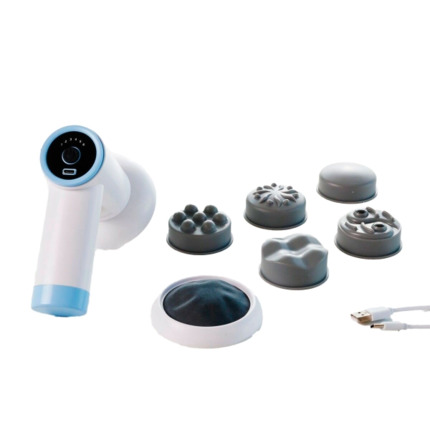 Innovagoods CellyGun Pistola Masajeadora Anticelulitica Recargable 6 en 1 - 5 Cabezales Intercambiables - 6 Niveles de Intensidad - Vibracion de Alta Frecuencia - Cable USB C